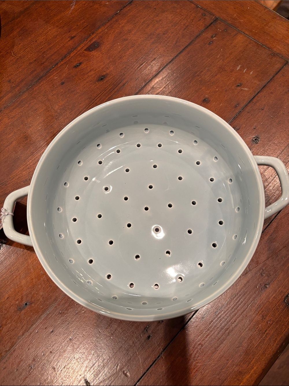 Light Gray Ceramic Colander with Dual Handles